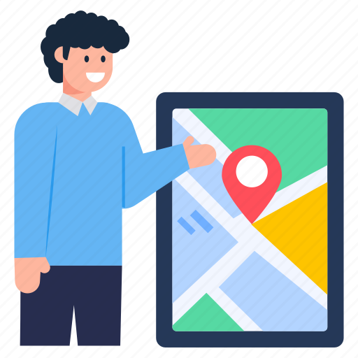 Phone navigation, mobile location, gps, mobile navigation, location app illustration - Download on Iconfinder