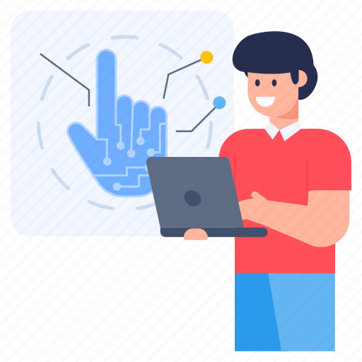 Finger tap technology, finger touch technology, touch technology, interactivity, robotic touch illustration - Download on Iconfinder