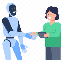 robot handshake, robotic partnership, robot meeting, robotic communication, robot 