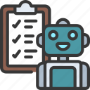 robot, test, checklist, clipboard, ticks