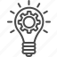 idea, lightbulb, bulb, lighting, smart, bright, gear 