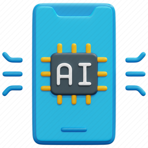 App, ai, artificial, intelligence, mobile, phone, 3d 3D illustration - Download on Iconfinder