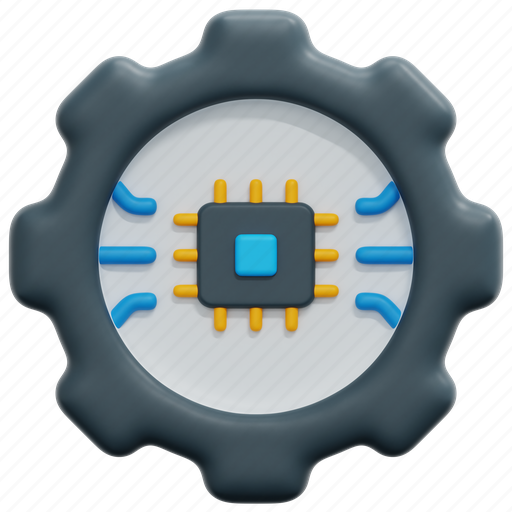 Setting, ai, artificial, intelligence, settings, gear, chip 3D illustration - Download on Iconfinder