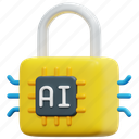 lock, padlock, ai, encrypt, protect, protection, chip, 3d 