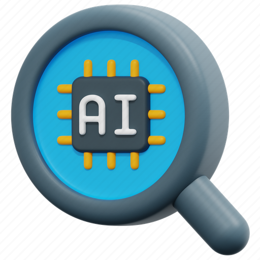 Analysis, ai, artificial, intelligence, chip, search, 3d 3D illustration - Download on Iconfinder