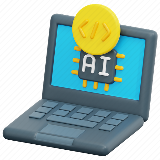 Coding, ai, artificial, intelligence, laptop, computer, 3d 3D illustration - Download on Iconfinder