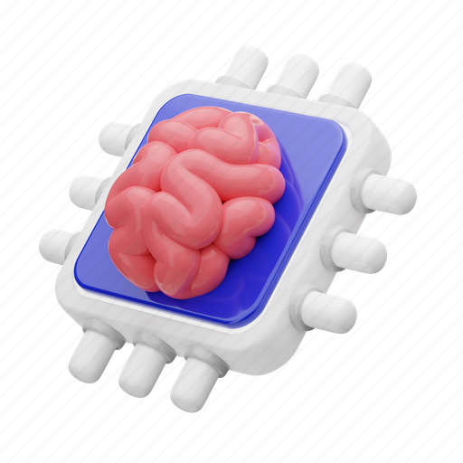 Brain, chip, processor, artificial brain, microchip, artificial intelligence, microprocessor 3D illustration - Download on Iconfinder