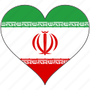 flag, heart, iran, national