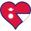 flag, heart, nepal, national 