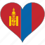 flag, heart, mongolia, country 