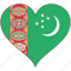 flag, heart, turkmenistan, country 