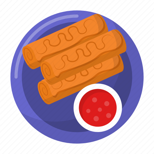 Traditional, pakistani, chicken roll, spring rolls, turon, chili garlic, sauce icon - Download on Iconfinder