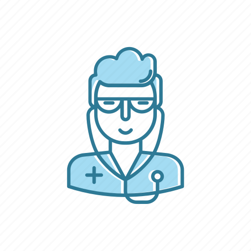 Astma, doctor, glasses, line, stetoscope, therapist, thin icon - Download on Iconfinder