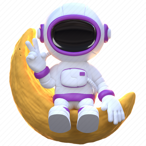 Astronout, on, the, moon, forecast, night, space 3D illustration - Download on Iconfinder