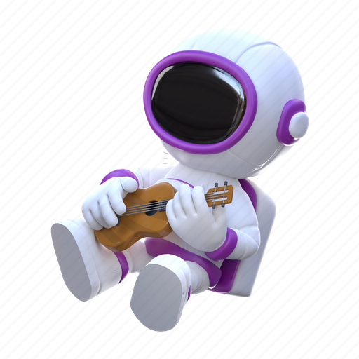 Astronout, playing, guitar, music, sound, play, multimedia 3D illustration - Download on Iconfinder