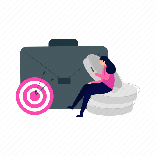 Target, female, working, briefcase, goal icon - Download on Iconfinder