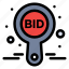 auction, bid, compete, label 