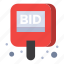 auction, bid, compete, label, tag 