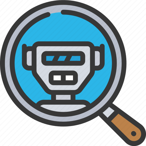 Robot, search, automated, magnifying, glass, loupe icon - Download on Iconfinder