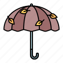 wind, autumn, leaves, umbrella