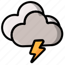 thunder, cloud, storm, storage, forecast, lightning, bolt, rain, weather