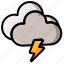 thunder, cloud, storm, storage, forecast, lightning, bolt, rain, weather 