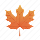 maple, leaf, autumn, 3d illustrations, season, orange, thanksgiving, november 