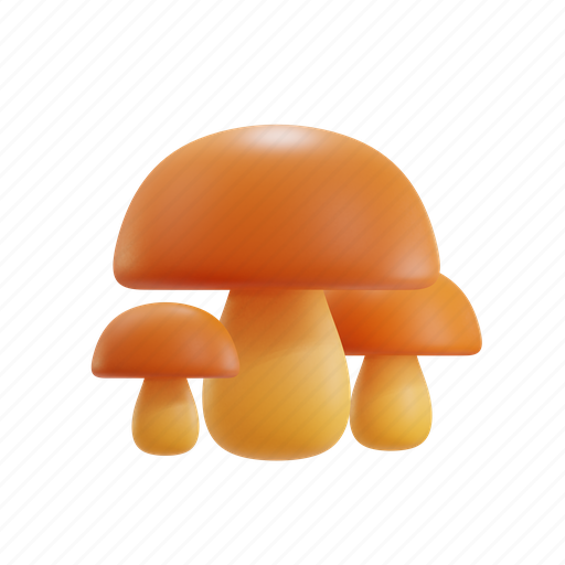 Mushroom, autumn, 3d illustrations, season, orange, thanksgiving, november 3D illustration - Download on Iconfinder