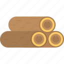 firewood, stack of timber, three logs, tree logs, wooden logs