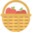 apple, apple basket, fruit, fruit basket, wicker basket 