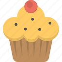 bakery food, cupcake, dessert, muffin, muffin with cherry