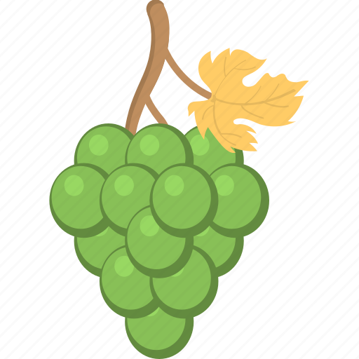 Bunch of grapes, fruit, grapes, grapes with leaf, green grapes icon - Download on Iconfinder