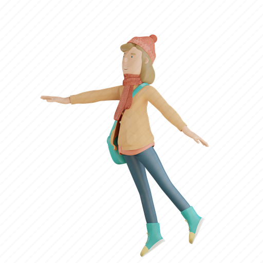 Autumn, character, happy, jump, fall, season 3D illustration - Download on Iconfinder