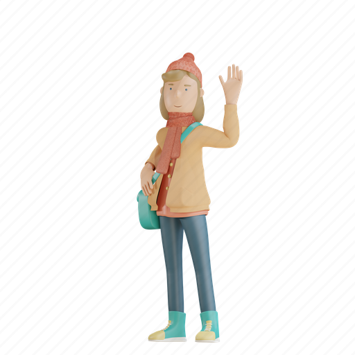 Autumn, character, welcome, gesture, fall, season 3D illustration - Download on Iconfinder