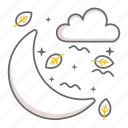 clouds, moon, crescent, forecast, wind, weather