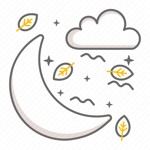 Clouds, moon, crescent, forecast, wind, weather icon - Download on Iconfinder