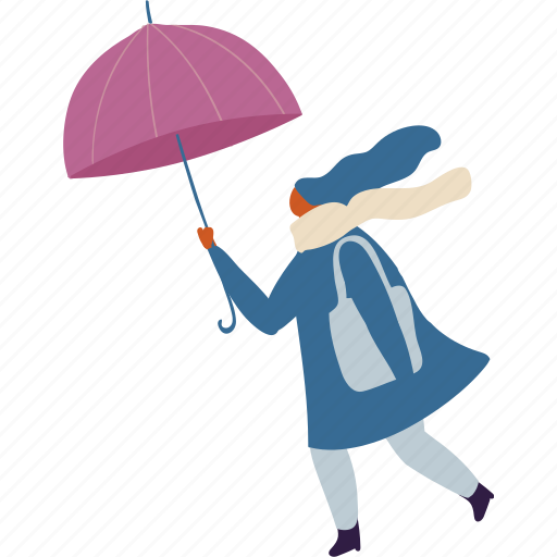 Autumn, people, person, rain, season, umbrella, woman illustration - Download on Iconfinder