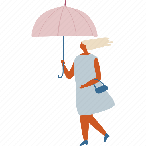 Female, girl, people, person, rain, umbrella, woman illustration - Download on Iconfinder