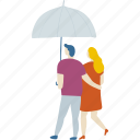 couple, love, people, rain, romance, season, umbrella 