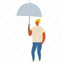 human, man, people, person, rain, season, umbrella 