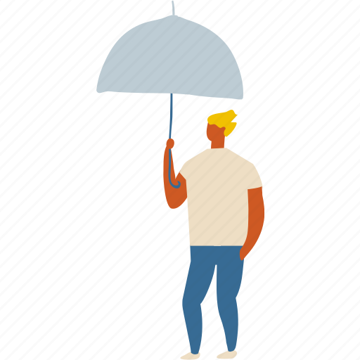 Human, man, people, person, rain, season, umbrella illustration - Download on Iconfinder