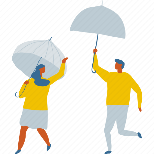 Couple, love, people, rain, romance, season, umbrella illustration - Download on Iconfinder