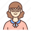 avatar, glasses, user, profile, woman, female, girl 