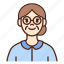 avatar, glasses, user, profile, woman, female, old 
