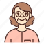 avatar, glasses, user, profile, woman, female, old 