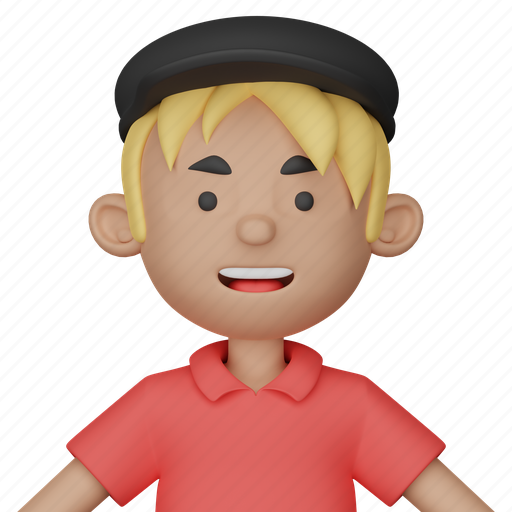 Red, avatar, with, cap, people, face, male 3D illustration - Download on Iconfinder