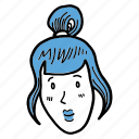 avatar, doodle, girl, people, profile, woman, young
