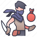 bandit, character, crime, knife, rpg, thief, weapon
