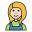 avatar, character, farmer, long hair, people, woman, female 