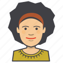 adult, afro, avatar, face, female, girl, head, woman, young